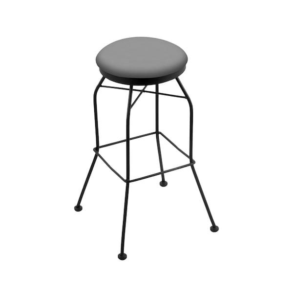 30" Swivel Bar Stool, Black Wrinkle, Canter Grey Seat